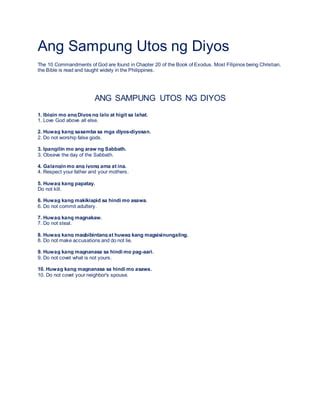10 utos ng diyos|Exodus 20 ASND;FSV;NIV;KJV .